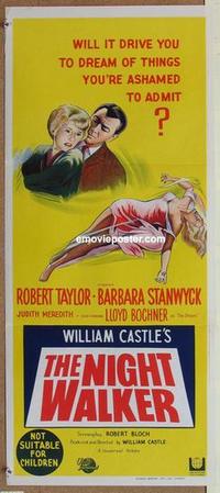 b271 NIGHT WALKER Aust daybill movie poster '65 Robert Taylor, Stanwyck