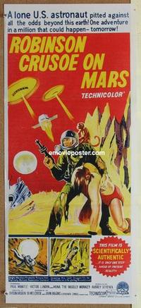 b277 ROBINSON CRUSOE ON MARS Aust daybill movie poster '64 Mantee