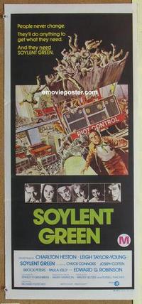 b280 SOYLENT GREEN Aust daybill movie poster '73 Charlton Heston