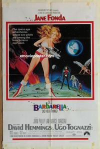 b526 BARBARELLA one-sheet movie poster '68 Jane Fonda, Roger Vadim