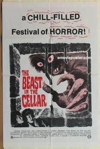 b533 BEAST IN THE CELLAR one-sheet movie poster '71 wacky monster image!