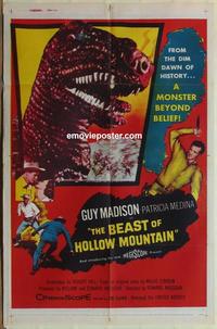 b534 BEAST OF HOLLOW MOUNTAIN one-sheet movie poster '56 dinosaur western!