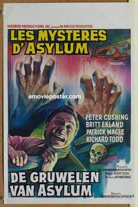 b121 ASYLUM Belgian movie poster '72 Peter Cushing, Britt Ekland