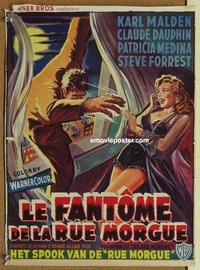 b132 PHANTOM OF THE RUE MORGUE Belgian movie poster '54 3D horror!