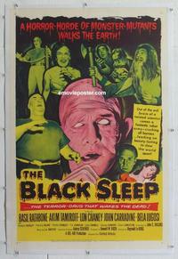 b005 BLACK SLEEP linen one-sheet movie poster '56 Bela Lugosi, Lon Chaney Jr.