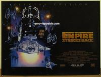b058 EMPIRE STRIKES BACK advance DS British quad movie poster R97 George Lucas classic!