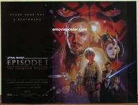 b067 PHANTOM MENACE DS British quad movie poster '99 Star Wars EpI