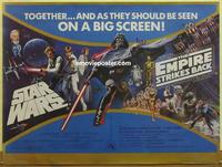 b059 EMPIRE STRIKES BACK/STAR WARS British quad movie poster '80