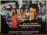 b074 TOMORROW NEVER DIES DS British quad movie poster '97 Bond