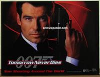 b073 TOMORROW NEVER DIES DS teaser British quad movie poster '97 Bond