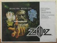 b076 ZARDOZ British quad movie poster '74 Sean Connery sci-fi fantasy!