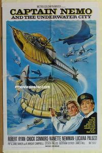b567 CAPTAIN NEMO & THE UNDERWATER CITY one-sheet movie poster '70 Ryan