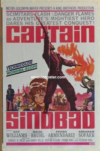 b568 CAPTAIN SINDBAD one-sheet movie poster '63 Guy Williams, Armendariz