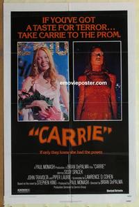 b570 CARRIE one-sheet movie poster '76 Sissy Spacek, Stephen King