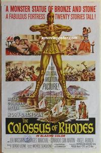 b581 COLOSSUS OF RHODES one-sheet movie poster '61 Leone, monster statue!