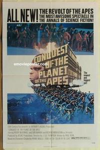 b589 CONQUEST OF THE PLANET OF THE APES blue one-sheet movie poster '72