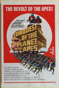 b590 CONQUEST OF THE PLANET OF THE APES red one-sheet movie poster '72