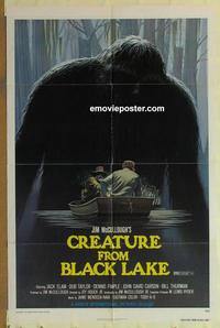 b596 CREATURE FROM BLACK LAKE one-sheet movie poster '76 monster horror!