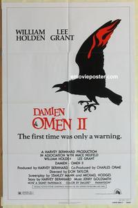 b609 DAMIEN OMEN 2 one-sheet movie poster '78 William Holden, Lee Grant