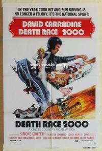 b622 DEATH RACE 2000 one-sheet movie poster '75 Roger Corman, Carradine