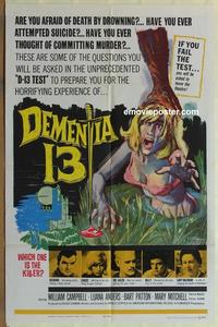 b628 DEMENTIA 13 one-sheet movie poster '63 Francis Ford Coppola, Corman