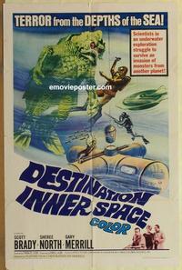 b630 DESTINATION INNER SPACE one-sheet movie poster '66 Scott Brady