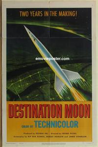 b631 DESTINATION MOON one-sheet movie poster '50 Robert A. Heinlein