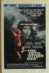 b632 DEVIL WITHIN HER one-sheet movie poster '76 Joan Collins, horror!