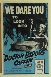 b637 DOCTOR BLOOD'S COFFIN one-sheet movie poster '61 has an awful secret!