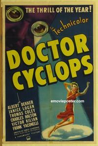 b081 DOCTOR CYCLOPS one-sheet movie poster '40 Albert Dekker, sci-fi!