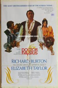 b639 DOCTOR FAUSTUS int'l style one-sheet movie poster '68 Liz Taylor, Burton