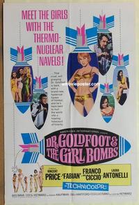 b645 DR GOLDFOOT & THE GIRL BOMBS one-sheet movie poster '66 Mario Bava