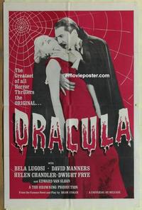 b646 DRACULA one-sheet movie poster R60s Bela Lugosi vampire classic!