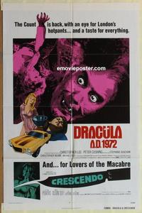 b650 DRACULA AD 1972/CRESCENDO one-sheet movie poster '70s Hammer horror!
