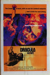 b649 DRACULA AD 1972 int'l one-sheet movie poster '72 Hammer, Peter Cushing