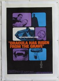 b007 DRACULA HAS RISEN FROM THE GRAVE linen int'l one-sheet movie poster '69 Hammer