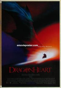 h713 DRAGONHEART advance one-sheet movie poster '96 Dennis Quaid, Connery
