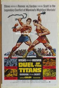 b654 DUEL OF THE TITANS one-sheet movie poster '63 Hercules vs. Tarzan!