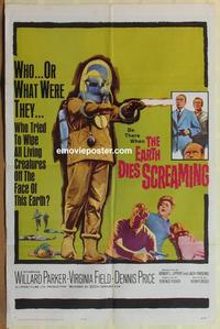 b656 EARTH DIES SCREAMING one-sheet movie poster '64 Terence Fisher, sci-fi