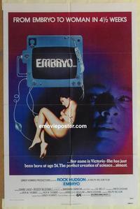 b659 EMBRYO one-sheet movie poster '76 Rock Hudson, Diane Ladd, sci-fi!