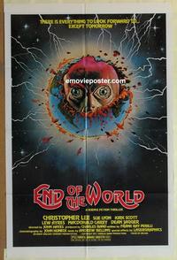 b664 END OF THE WORLD one-sheet movie poster '77 Christopher Lee, Ayres