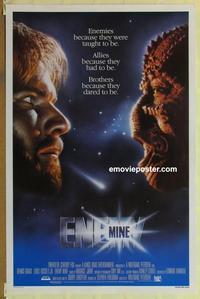 h726 ENEMY MINE teaser one-sheet movie poster '85 Dennis Quaid, Gossett Jr.