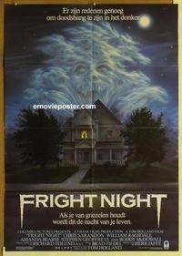 b707 FRIGHT NIGHT German/Eng one-sheet movie poster '85 great horror image!