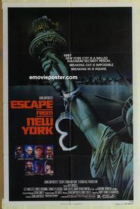 b666 ESCAPE FROM NEW YORK advance one-sheet movie poster '81 Kurt Russell sci-fi!