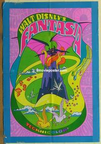 b679 FANTASIA one-sheet movie poster R70 Disney, wild psychedelic artwork!