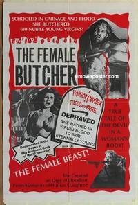b683 FEMALE BUTCHER one-sheet movie poster '73 610 nubile virgins!
