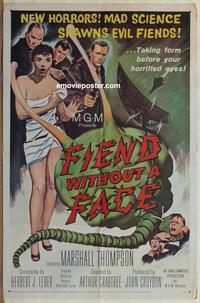 b684 FIEND WITHOUT A FACE one-sheet movie poster '58 mad science spawns!