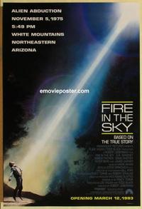 h736 FIRE IN THE SKY DS advance one-sheet movie poster '93 alien abduction!