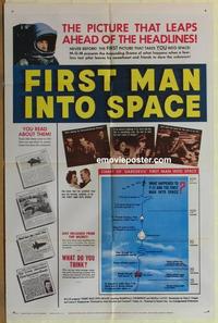 b687 FIRST MAN INTO SPACE one-sheet movie poster '59 dangerous & daring!