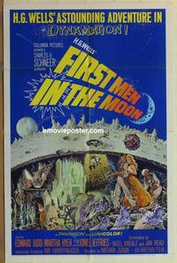 b688 FIRST MEN IN THE MOON one-sheet movie poster '64 Ray Harryhausen